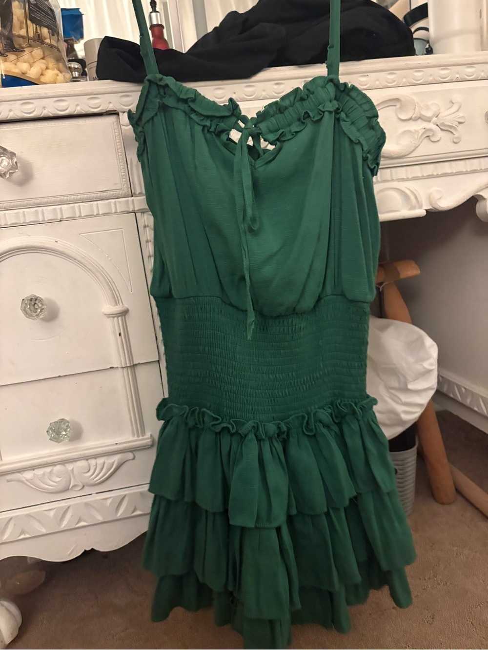 Vestique Green Ruffle Tiered Sundress